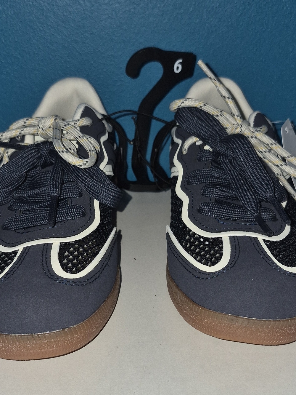 Time and Tru Navy and White Kids Sneakers with Gum Sole